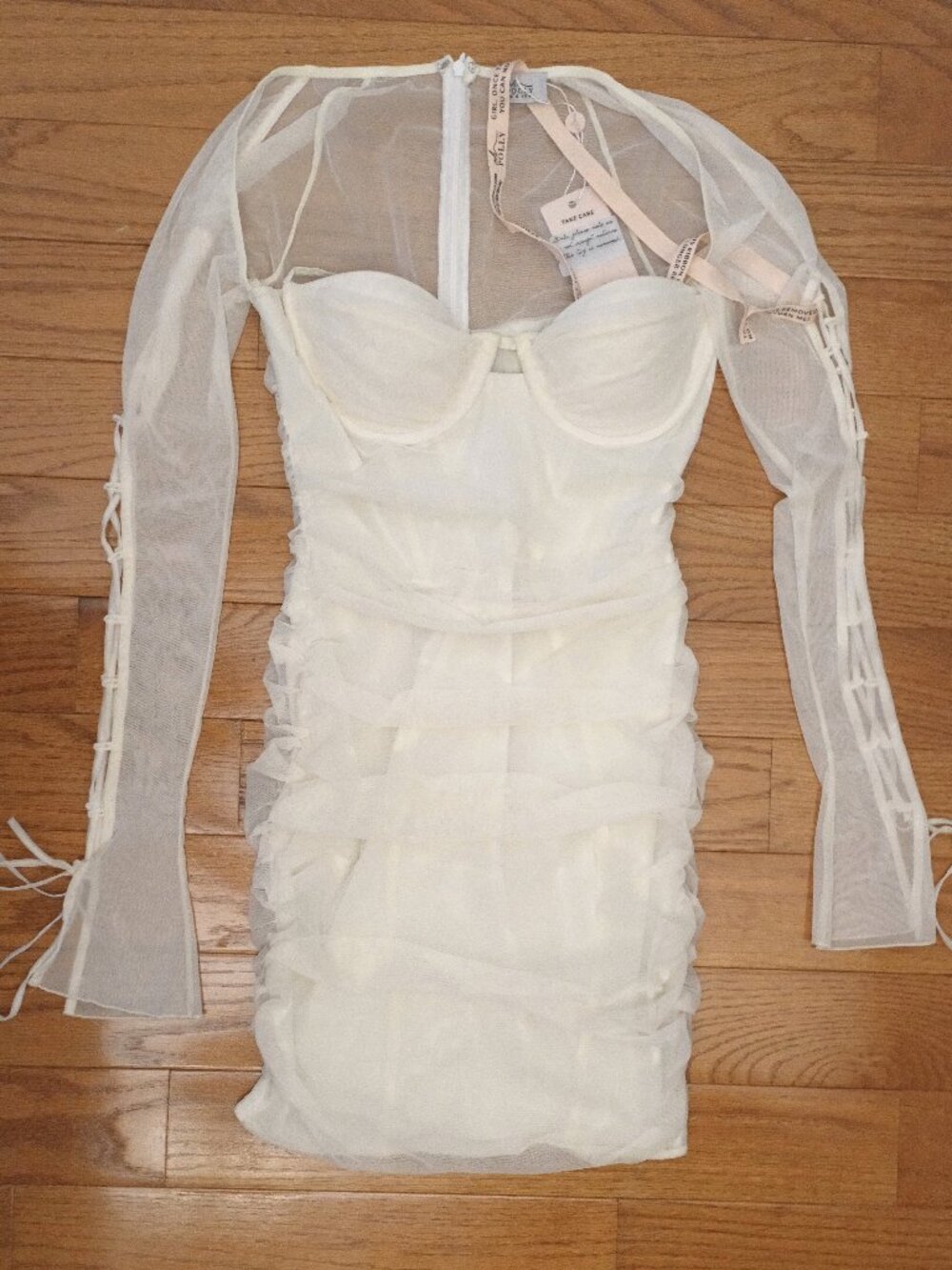 Oh Polly Ruched Mesh Corset Dress
